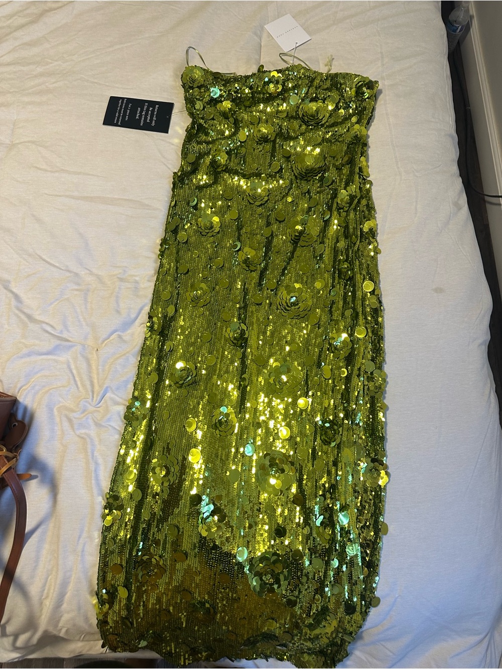 Wedding Guest/Dinner /Formal Strapless Green Sequin Maxi Dress